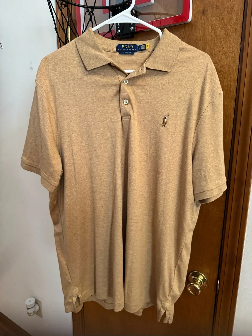 Ralph Lauren Men’s Tan Polo Shirt with Embroidered Pony